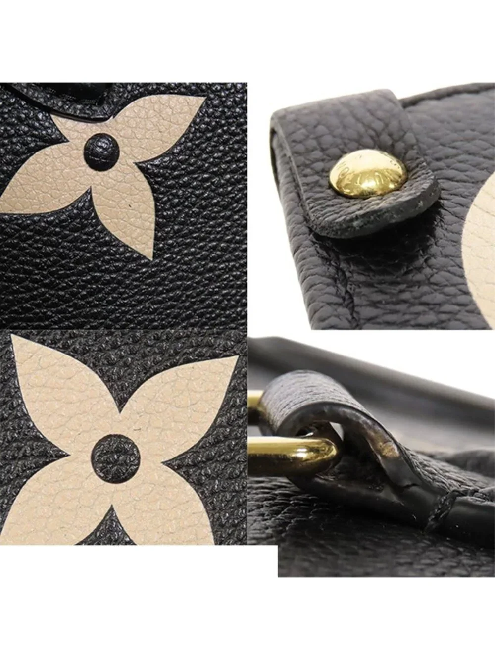 Louis Vuitton On The Go MM Black Beige Monogram Empreinte 2-Way Shoulder Bag